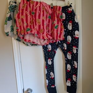 Holiday Pajama Set with Santa and Festive Prints
